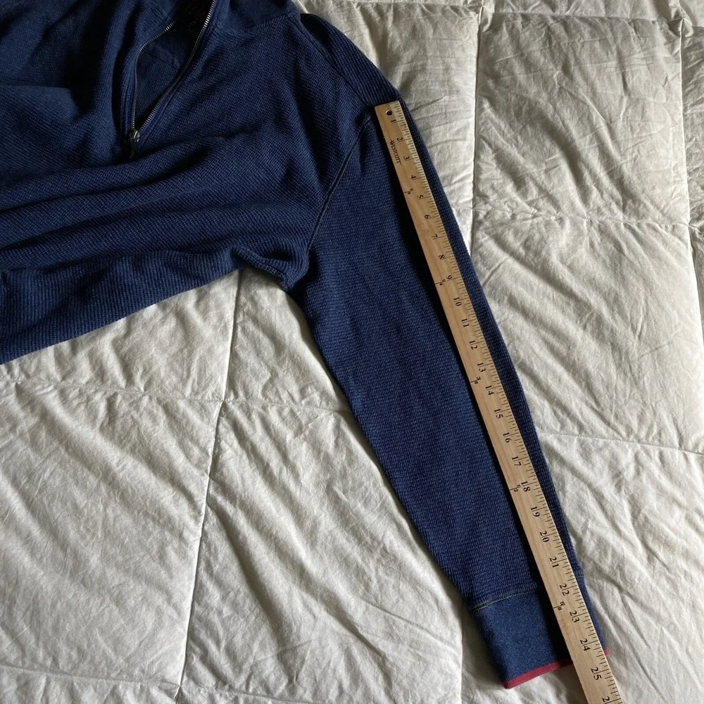 Robert Graham Mens 2XL Thermal Waffle Long Sleeve 1/4Zip Pullover Sweater Blue